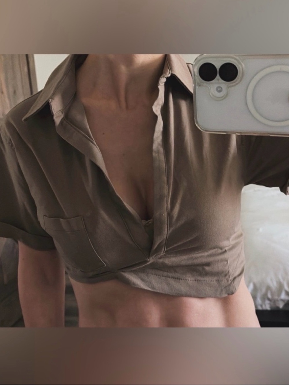 SHEIN set. Taupe High-Waist Pencil Midi Skirt and matching top - Picture 6 of 11